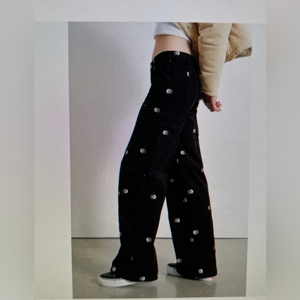 Pacsun black smiley corduroy puddle pants 4 (XS)